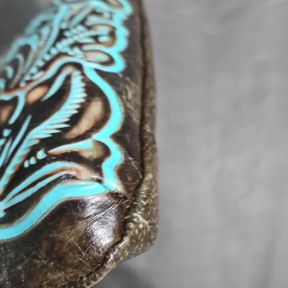 Patricia Nash Brown and Blue Embossed Floral Clutch - Picture 4 of 9